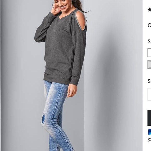 Long Sleeves unique Detail Sweatshirt size XS ( it’s roomy) Gray color NWT - Picture 2 of 6